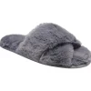 Loungeable Slippers | Fluffy Cross Slippers - Grey