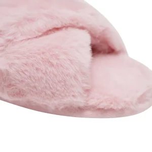 Loungeable Slippers | Fluffy Cross Slippers - Pink