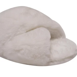 Loungeable Slippers | Fluffy Cross Slippers - Cream