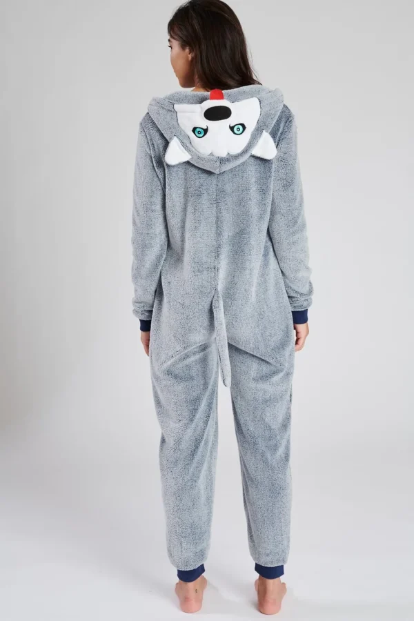 Loungeable Onesies | Grey Husky Dog Onesie