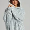 Loungeable Loungewear | Grey Sparkle Star Blanket Hoodie