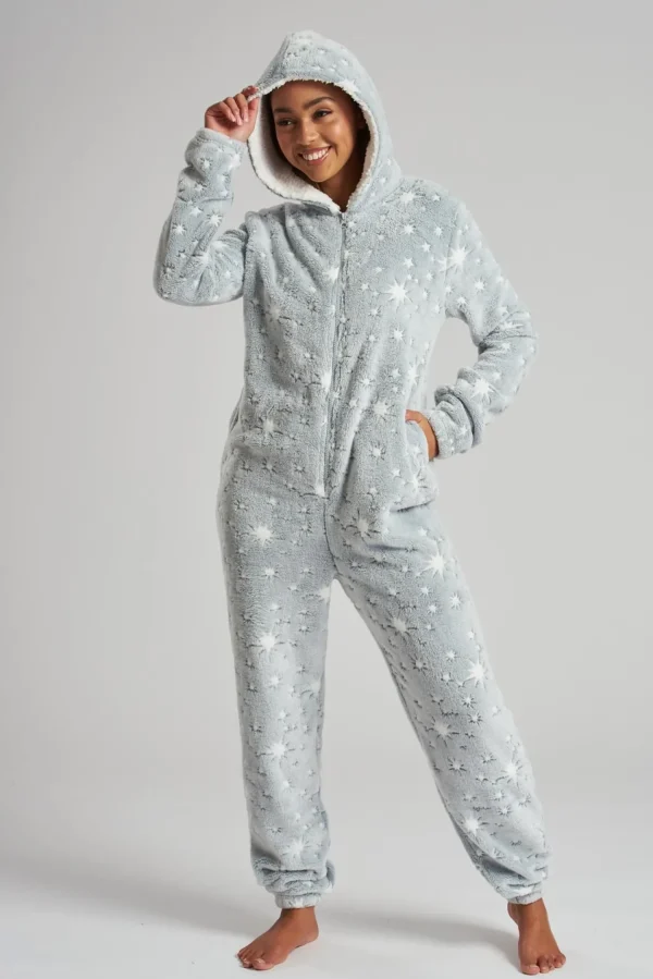 Loungeable Onesies | Grey Sparkle Star Onesie