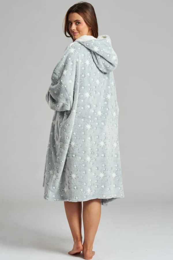 Loungeable Loungewear | Grey Sparkle Star Blanket Hoodie
