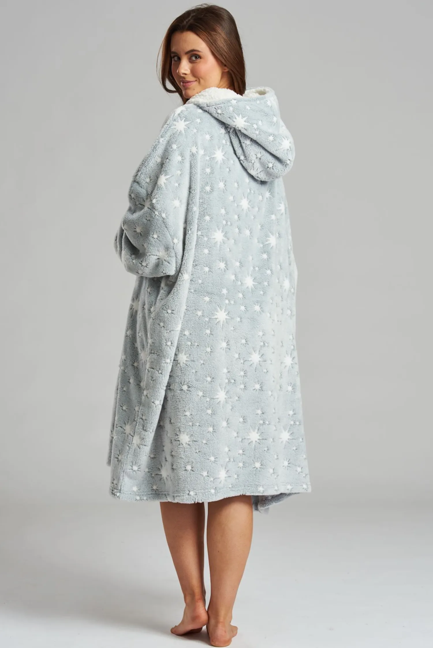 loungeable_grey_sparkle_s_4.webp Loungeable Loungewear | Grey Sparkle Star Blanket Hoodie