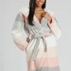 Loungeable Dressing Gowns | Grey Waffle Striped Dressing Gown