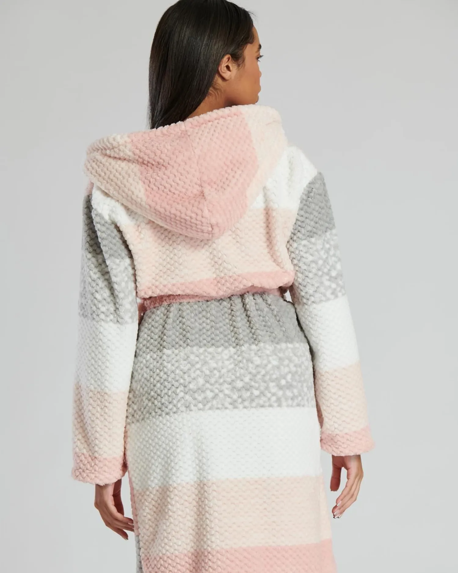 loungeable_grey_waffle_st_4.webp Loungeable Dressing Gowns | Grey Waffle Striped Dressing Gown