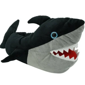 Men Loungeable Mens Black Shark Slippers