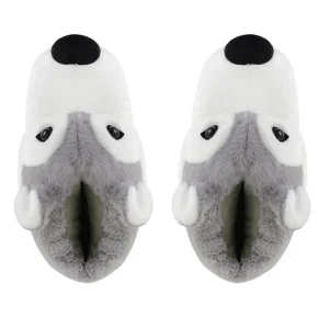Men Loungeable Mens Grey Wolf Slippers