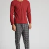 Men Loungeable Microfleece Long Pyjamas - Burgundy