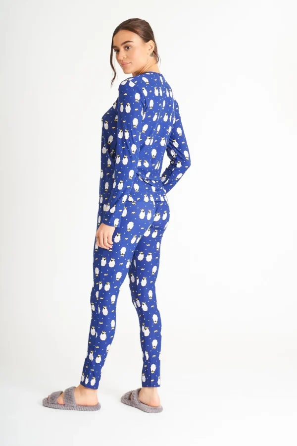 Loungeable Pyjamas | Navy Penguins Long Pyjamas