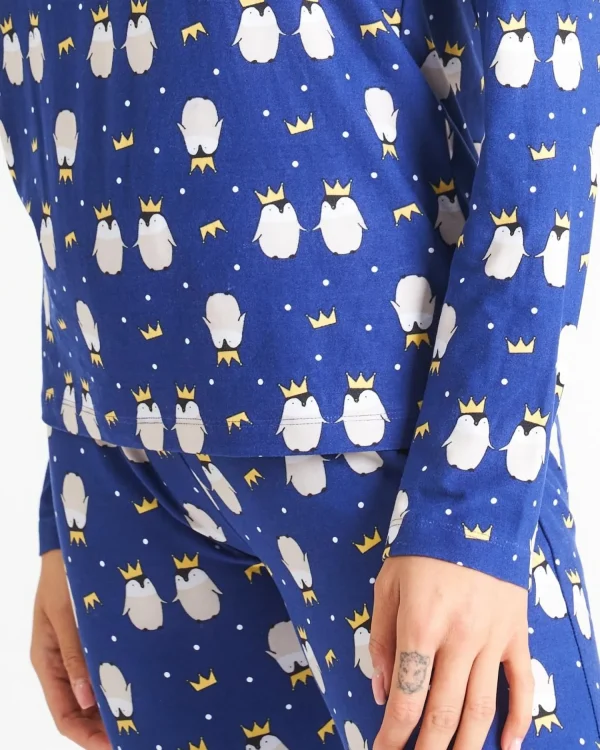 Loungeable Pyjamas | Navy Penguins Long Pyjamas