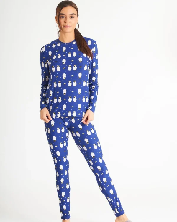 Loungeable Pyjamas | Navy Penguins Long Pyjamas