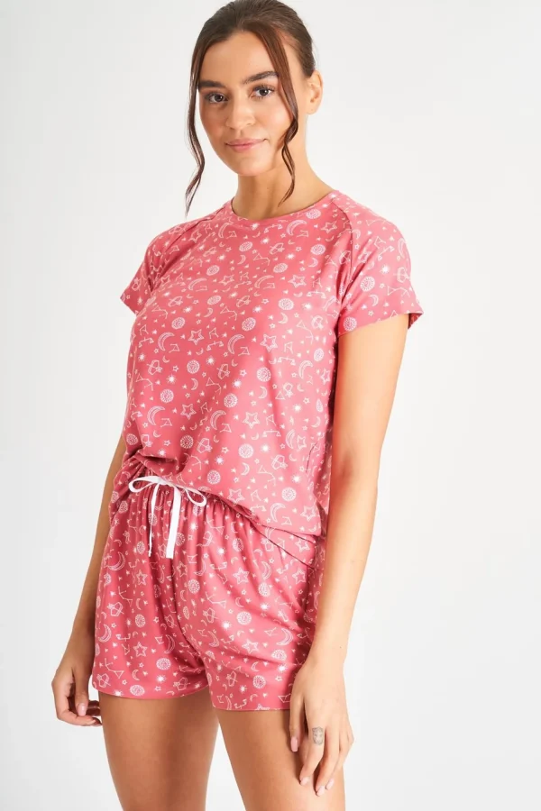 Loungeable Pyjamas | Pink Astrology Short Pyjamas