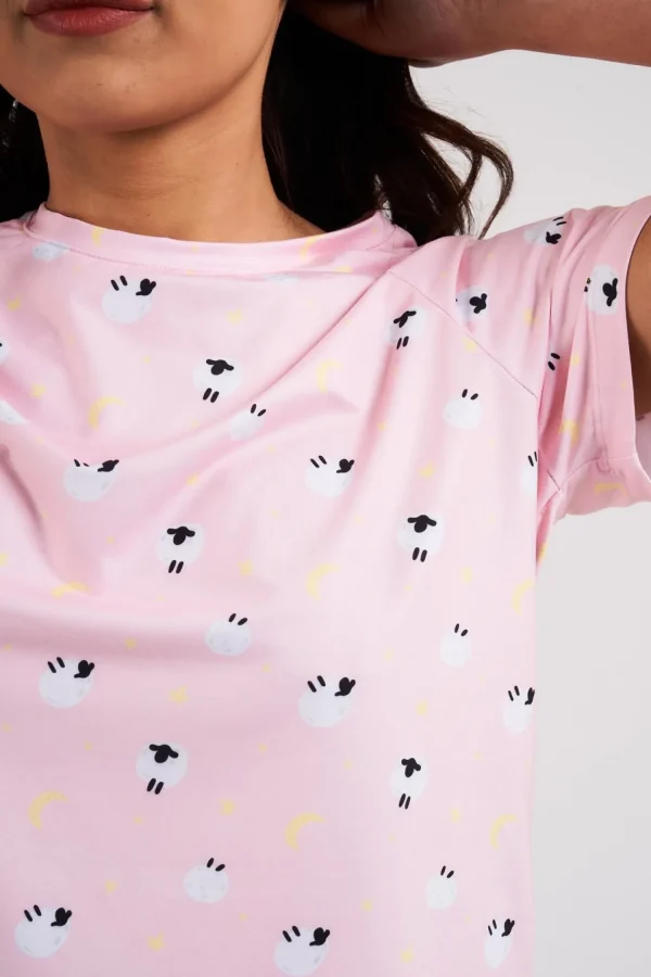 Loungeable Pyjamas | Pink Sheep Print Long Pyjamas