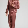 Men Loungeable Satin Paisley Print Tailored Pyjamas - Burgundy