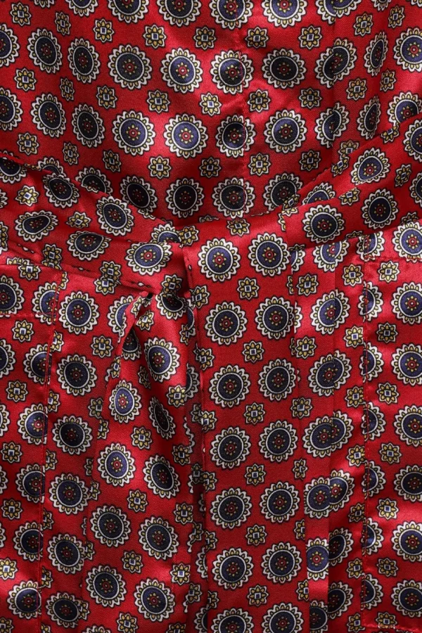 Men Loungeable Satin Paisley Print Dressing Gown - Burgundy
