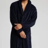 Men Loungeable Shawl Collar Fleece Dressing Gown - Navy
