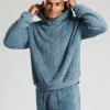 Men Loungeable Sherpa Fleece Hoodie - Blue