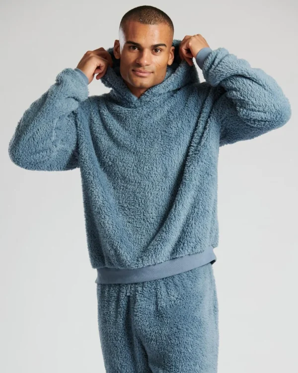 Men Loungeable Sherpa Fleece Hoodie - Blue