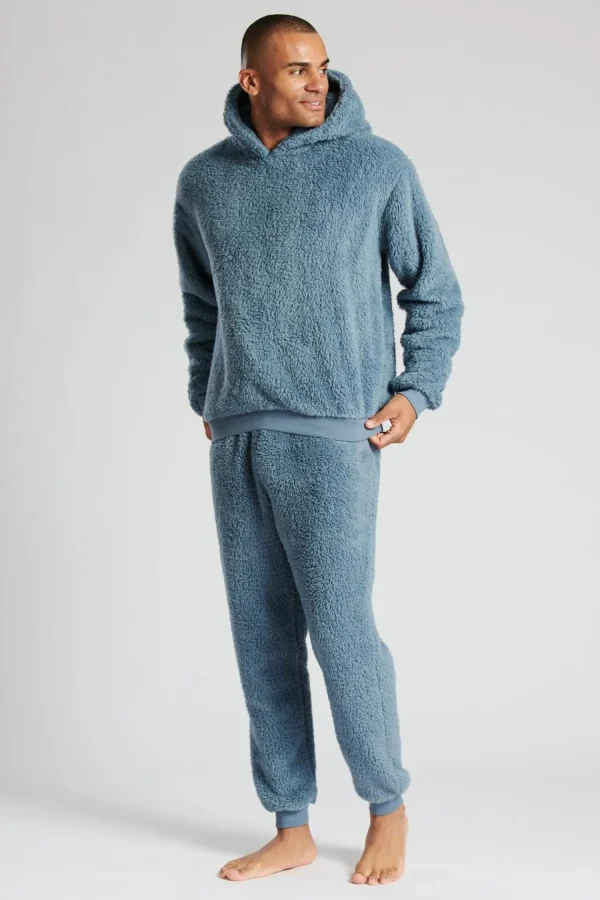Men Loungeable Sherpa Fleece Hoodie - Blue