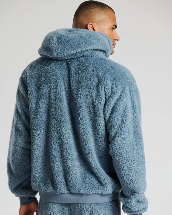 Men Loungeable Sherpa Fleece Hoodie - Blue
