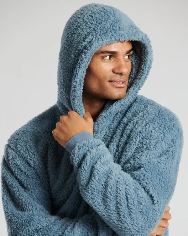 Men Loungeable Sherpa Fleece Hoodie - Blue