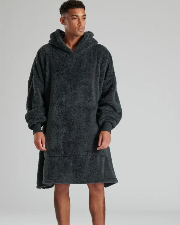 Men Loungeable Sherpa Snuggle Oversized Hoodie - Dark Grey