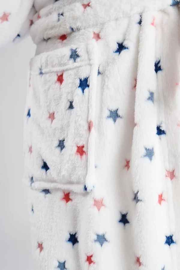 Loungeable Dressing Gowns | White Star Print Dressing Gown