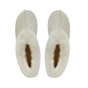 Loungeable Slippers | Womens Faux Fur Ankle Bootie Slippers - Cream