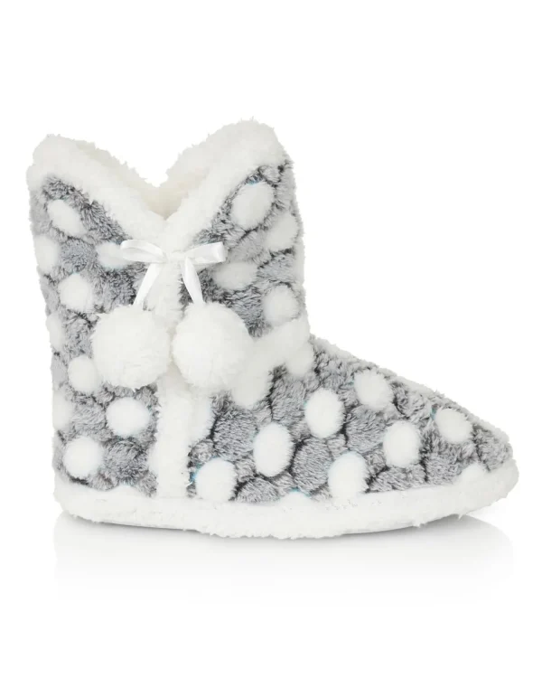 Loungeable Slippers | Womens Spotted Bootie Slippers