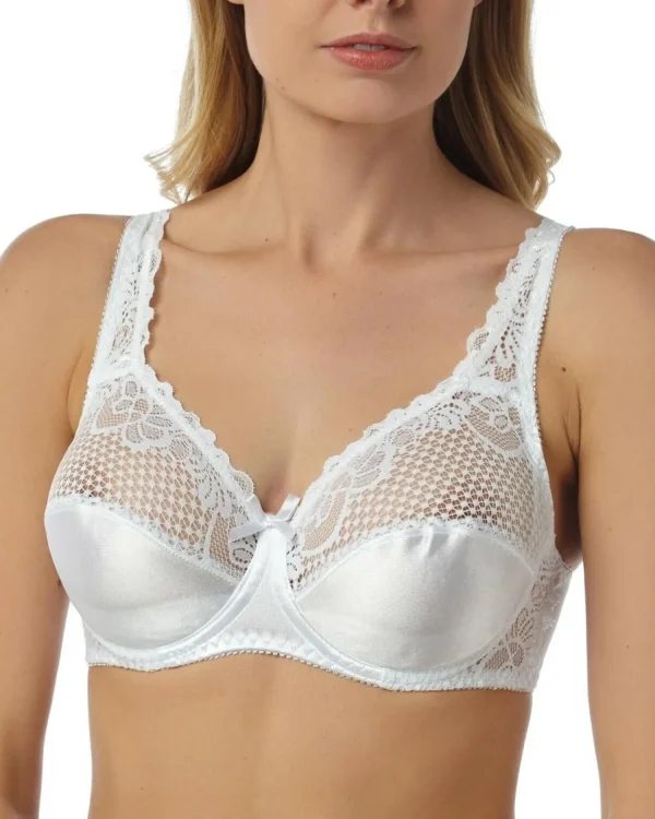 Marlon Bras | Satin & Lace Underwired Bra - White