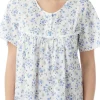 Marlon Nighties | Short Sleeve 45" Woven Nightie - Blue Sprig