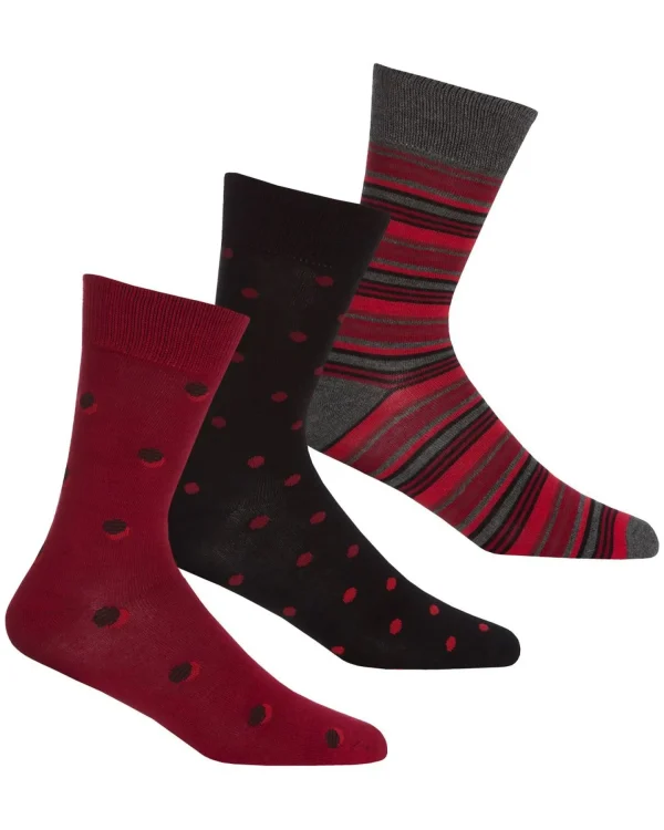 Men PandaStick Mens 6 Pack Bamboo Socks - Spot/Stripe Mix