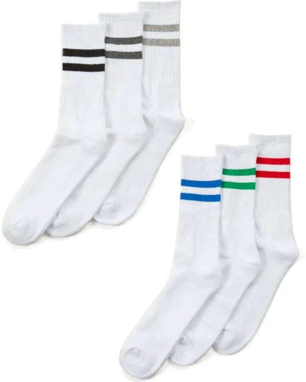 Men Street Essentials Mens 6 Pack White Ribbed Sport Socks