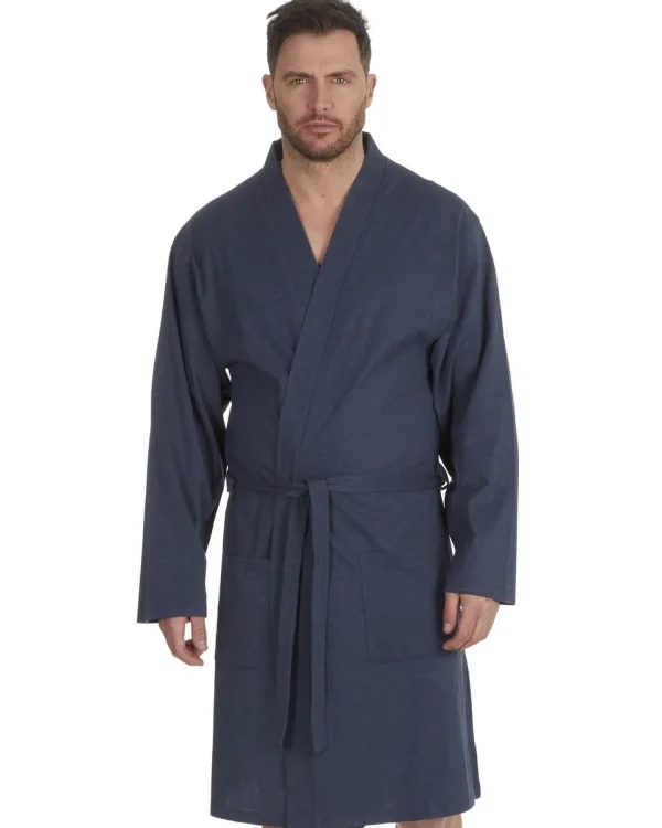 Men Cargo Bay Mens Jersey Lightweight Dressing Gown - Denim