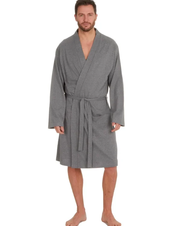 Men Momenti Mens Jersey Lightweight Dressing Gown - Grey