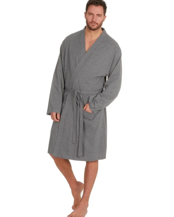 Men Momenti Mens Jersey Lightweight Dressing Gown - Grey