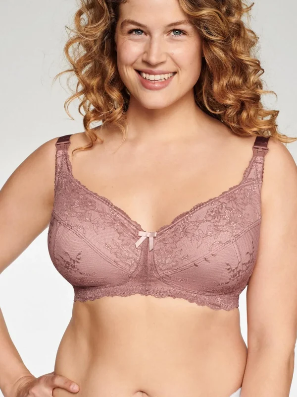 Naturana Bras | Lace Drop Cup Nursing Bra - Mauve