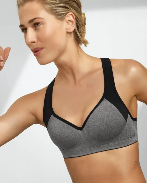 Naturana Bras | Padded Sports Bra - Grey/Black