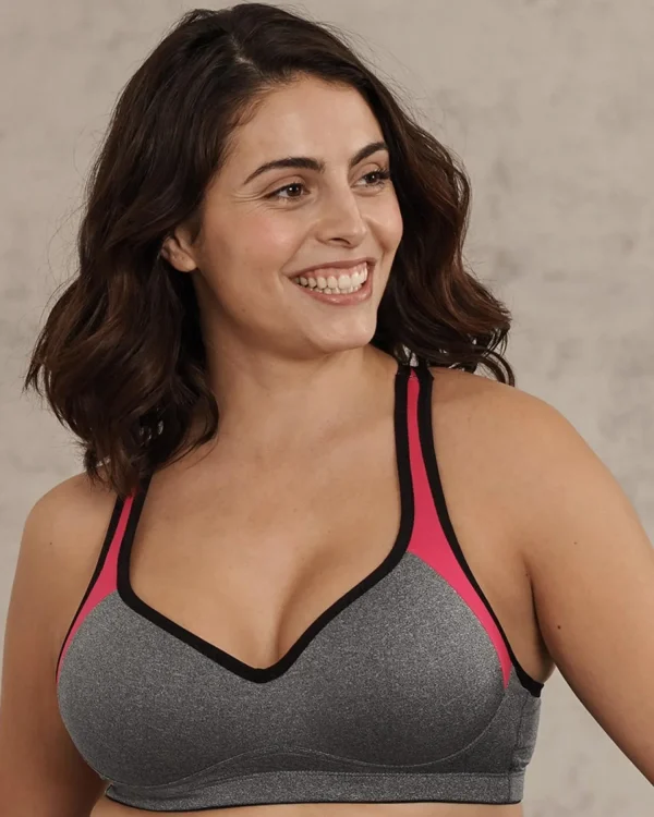 Naturana Bras | Padded Sports Bra - Grey/Pink