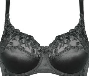 Naturana Bras | Satin & Lace Underwired Bra - Black