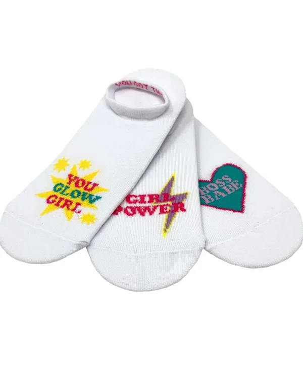 Nice Socks Socks | Womens 3 Pack Girl Power Invisible Liner Socks