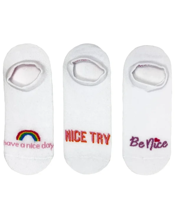 Nice Socks Socks | Womens 3 Pack Slogan Invisible Liner Socks