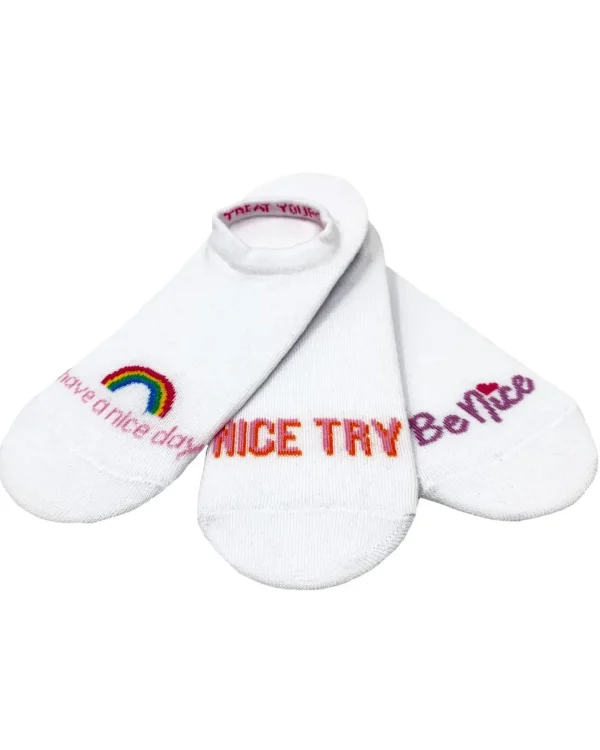 Nice Socks Socks | Womens 3 Pack Slogan Invisible Liner Socks