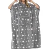 * Loungewear | Oversized Long Hooded Blanket Poncho - Grey Star