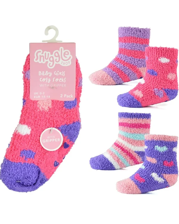 Kids Snuggle Shop 4 Pairs Baby Girls Hearts & Spots Cosy Socks