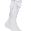Kids Cottonique 2 Pairs Girls Cable Knee High Bow Socks - White