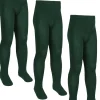 Kids * 3 Pairs Girls Cotton Rich Tights - Bottle Green