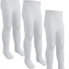 Kids * 3 Pairs Girls Cotton Rich Tights - White