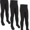 Kids * 3 Pairs Girls Cotton Rich Tights - Black